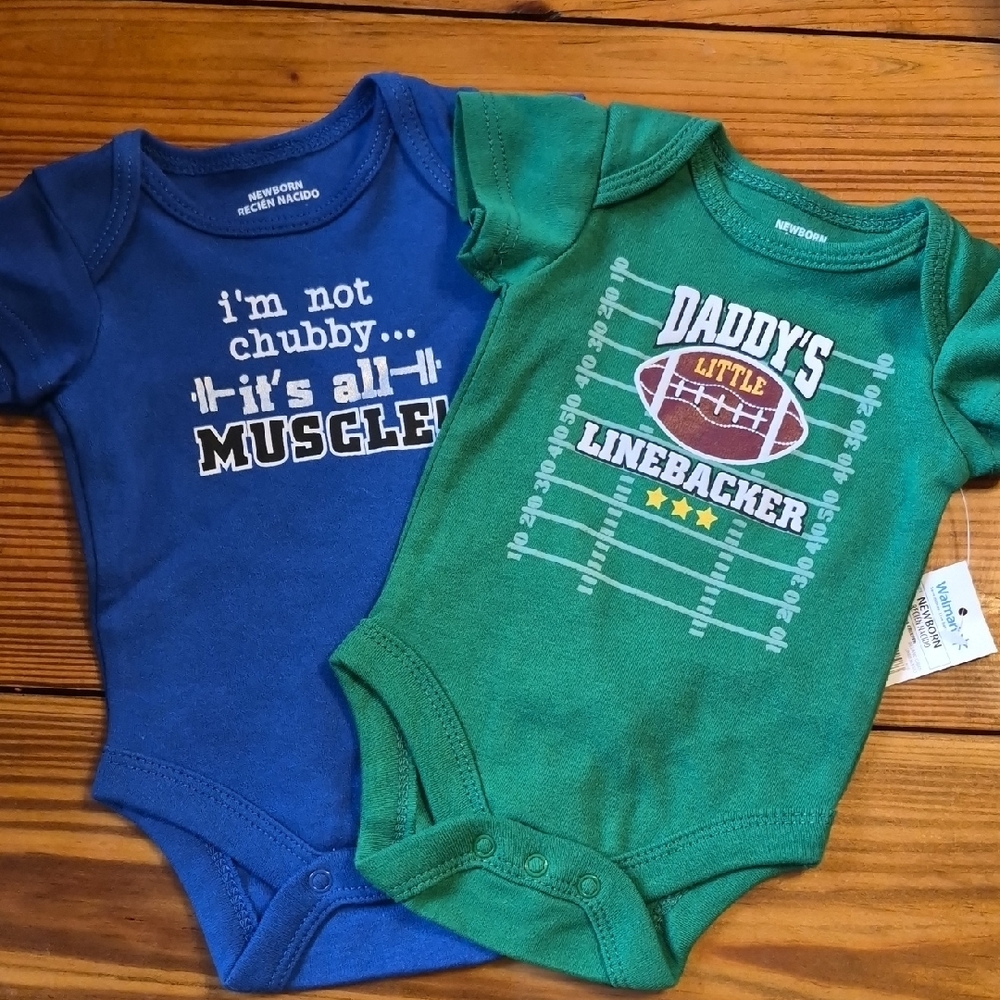Newborn Blue and Green Baby Onesie 2 Piece Set